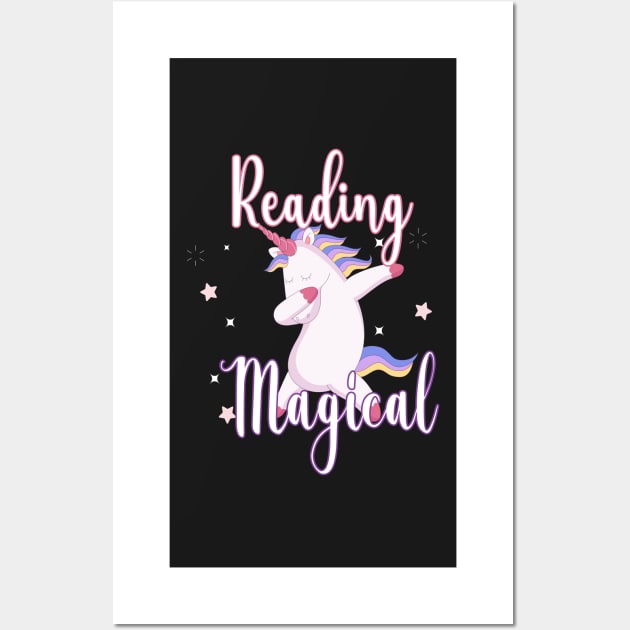 Reading Is Magical Unicorn - Cute Librarian Wall Art by WassilArt